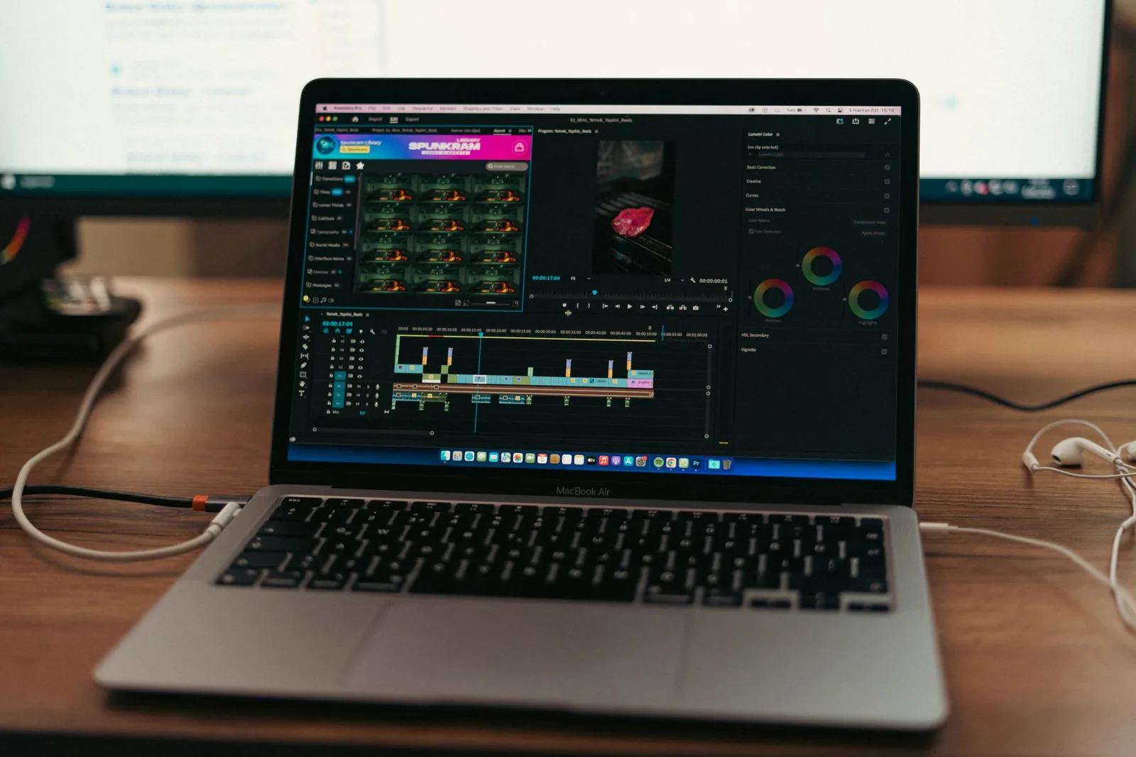 Video editing workspace with editing software open on a laptop, representing AIDubWorld's early side-project days