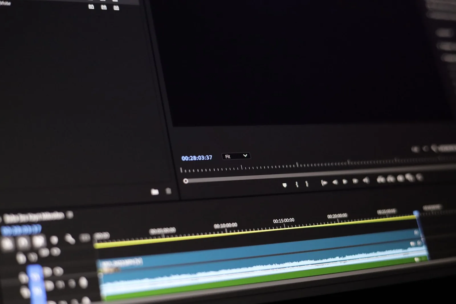 Video editing timeline software showing a finished dub ready for color grading